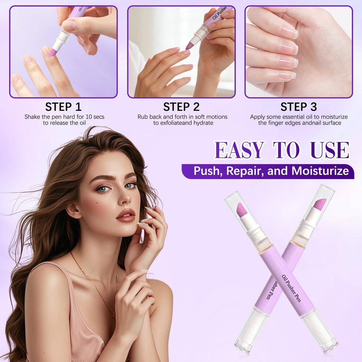 2-in-1 Cuticle Oil Pusher Pen - Ceramic Cuticle Remover for Nails, Nail Care Buffer for Hangnails, Dry & Damaged Nails, Moisturize, Polish, Brighten (2-Pack) - görsel 11