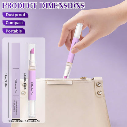 2-in-1 Cuticle Oil Pusher Pen - Ceramic Cuticle Remover for Nails, Nail Care Buffer for Hangnails, Dry & Damaged Nails, Moisturize, Polish, Brighten (2-Pack)