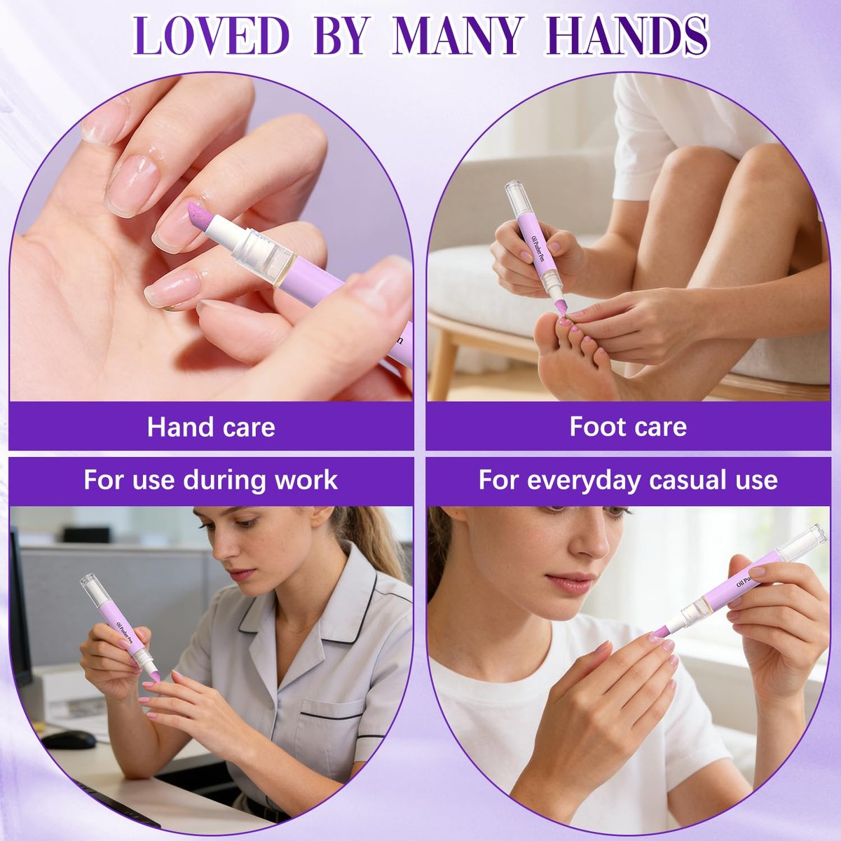 2-in-1 Cuticle Oil Pusher Pen - Ceramic Cuticle Remover for Nails, Nail Care Buffer for Hangnails, Dry & Damaged Nails, Moisturize, Polish, Brighten (2-Pack) - görsel 9