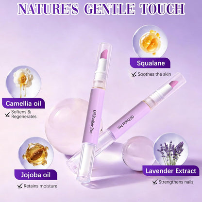 2-in-1 Cuticle Oil Pusher Pen - Ceramic Cuticle Remover for Nails, Nail Care Buffer for Hangnails, Dry & Damaged Nails, Moisturize, Polish, Brighten (2-Pack)