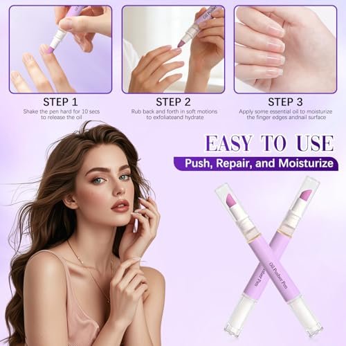 2-in-1 Cuticle Oil Pusher Pen - Ceramic Cuticle Remover for Nails, Nail Care Buffer for Hangnails, Dry & Damaged Nails, Moisturize, Polish, Brighten (2-Pack) - görsel 12