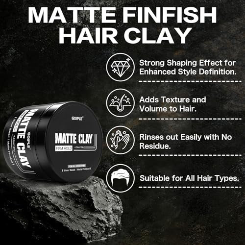 Goiple Men's Hair Styling Clay – Firm Hold, Matte Finish, Natural Ingredients, 4.23 oz - görsel 6