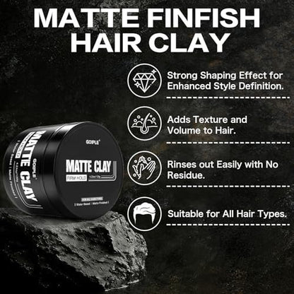 Goiple Men's Hair Styling Clay – Firm Hold, Matte Finish, Natural Ingredients, 4.23 oz