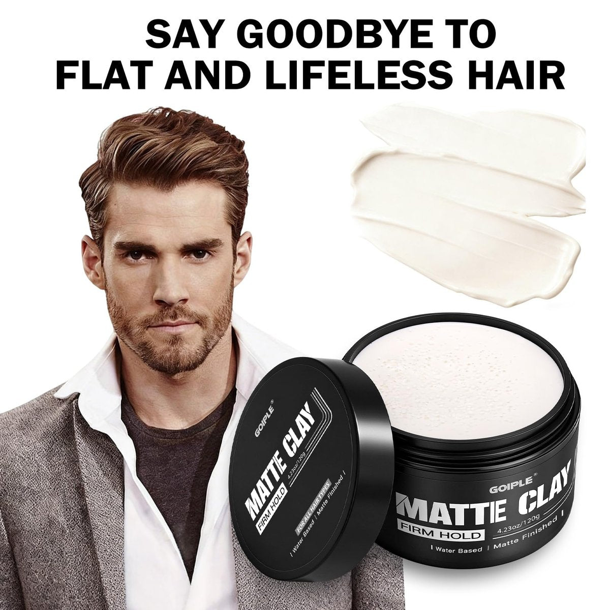 Goiple Men's Hair Styling Clay – Firm Hold, Matte Finish, Natural Ingredients, 4.23 oz - görsel 15
