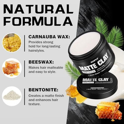 Goiple Men's Hair Styling Clay – Firm Hold, Matte Finish, Natural Ingredients, 4.23 oz