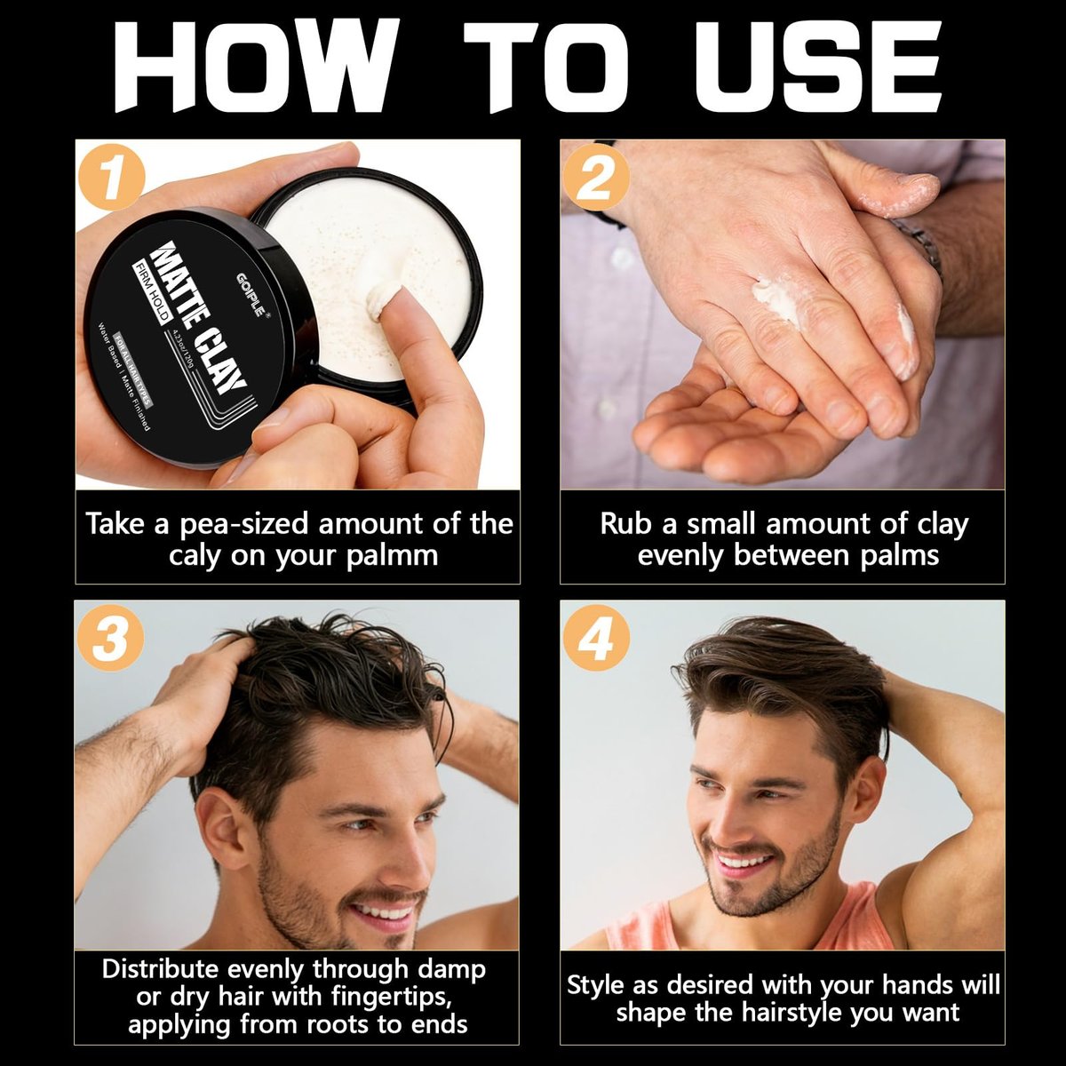 Goiple Men's Hair Styling Clay – Firm Hold, Matte Finish, Natural Ingredients, 4.23 oz - görsel 11