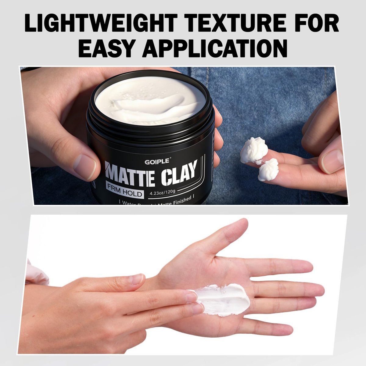 Goiple Men's Hair Styling Clay – Firm Hold, Matte Finish, Natural Ingredients, 4.23 oz - görsel 9