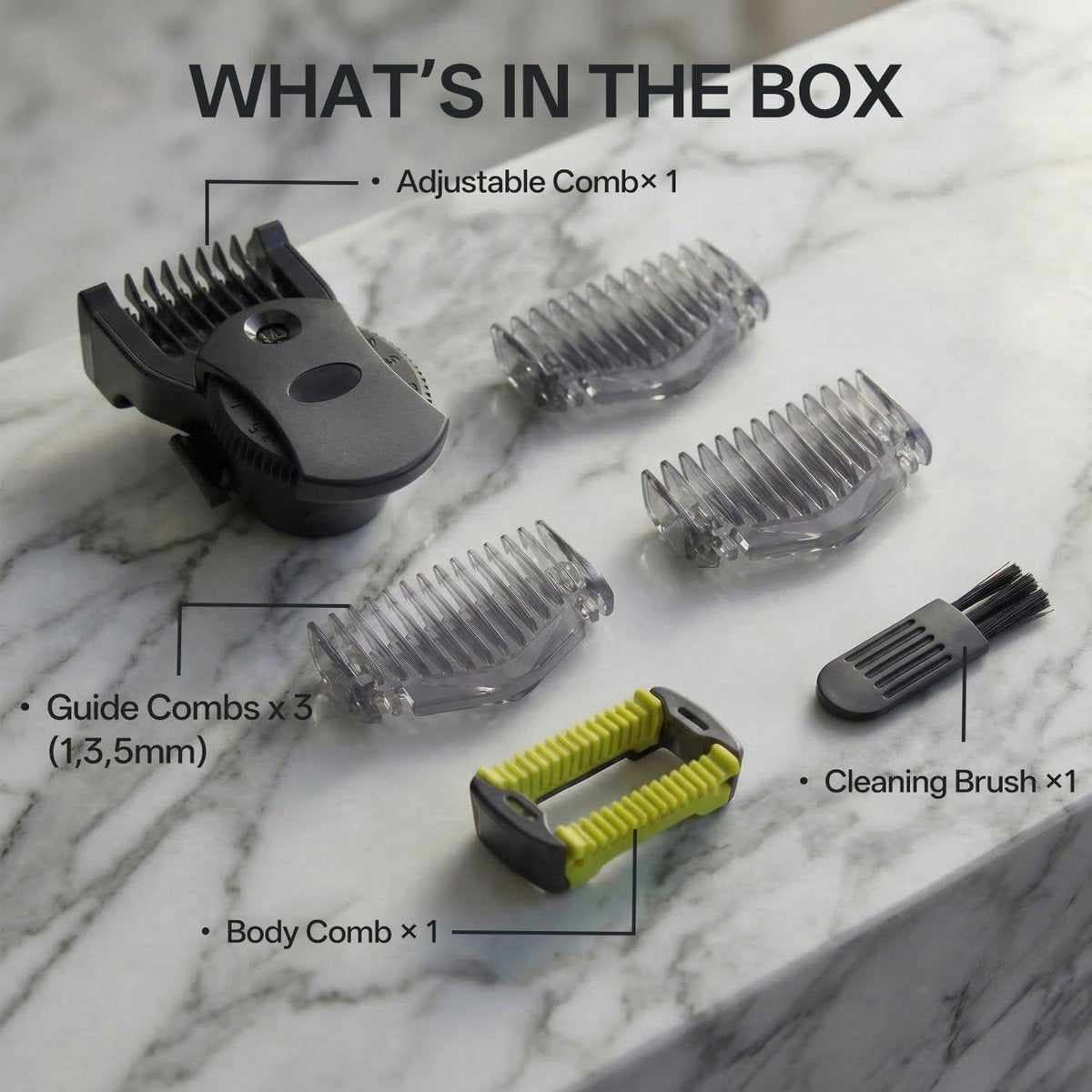 14-in-1 Adjustable Guides Comb Compatible with OneBlade QP2520 QP2530 QP2620 QP2630 QP2724 QP2834, Includes 0.4-10mm Adjustable Comb, 1/3/5mm Guards and Body Comb, Replacement Trimmer Guard Attachment Avelisse