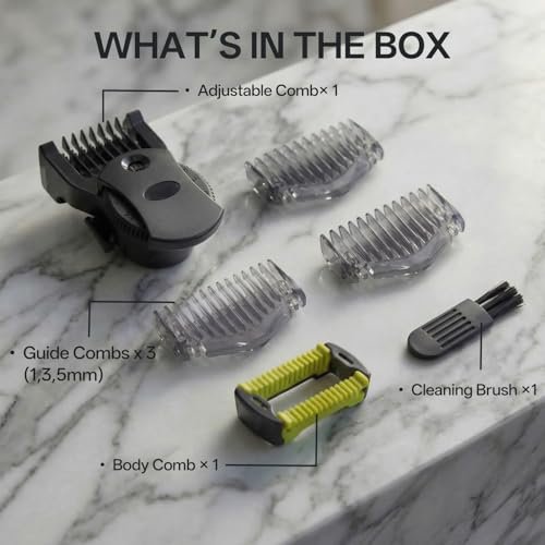 14-in-1 Adjustable Guides Comb Compatible with OneBlade QP2520 QP2530 QP2620 QP2630 QP2724 QP2834, Includes 0.4-10mm Adjustable Comb, 1/3/5mm Guards and Body Comb, Replacement Trimmer Guard Attachment Avelisse