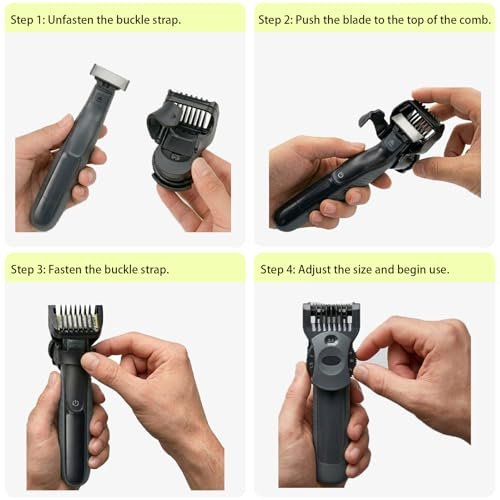 14-in-1 Adjustable Guides Comb Compatible with OneBlade QP2520 QP2530 QP2620 QP2630 QP2724 QP2834, Includes 0.4-10mm Adjustable Comb, 1/3/5mm Guards and Body Comb, Replacement Trimmer Guard Attachment Avelisse