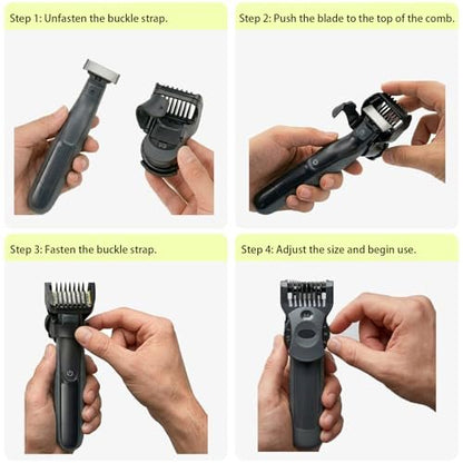 14-in-1 Adjustable Guides Comb Compatible with OneBlade QP2520 QP2530 QP2620 QP2630 QP2724 QP2834, Includes 0.4-10mm Adjustable Comb, 1/3/5mm Guards and Body Comb, Replacement Trimmer Guard Attachment Avelisse
