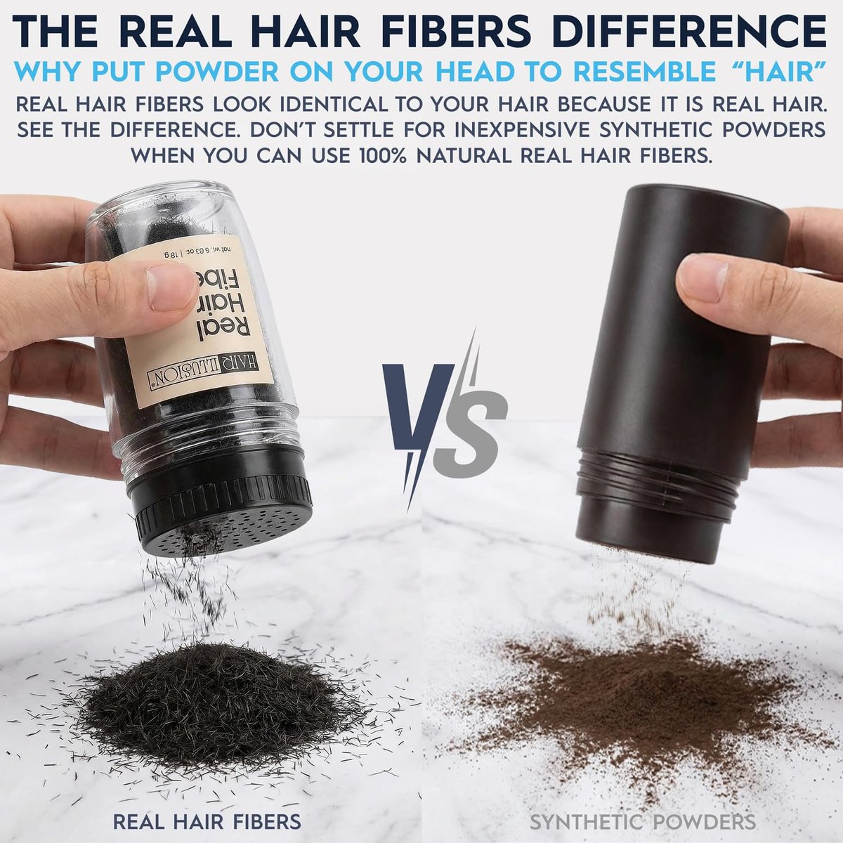 Hair Illusion Black Hair Fibers Kit with Water-Resistant Spray & Applicator – Natural Coverage for Thinning Hair – 18g Avelisse