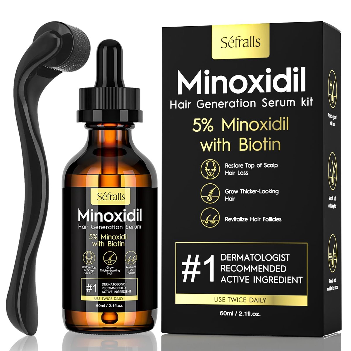 5% Minoxidil Hair Growth Oil for Men and Women – Extra Strength Hair Regrowth Serum, Topical Treatment for Hair Loss, Supports Thicker, Healthier Hair & Beard Growth, 2.11 fl oz Avelisse