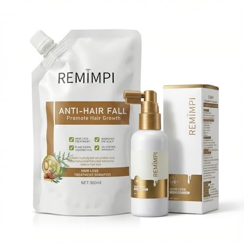 REMIMPI Anti Hair Loss Shampoo & Tonic Set – Reduce Hair Fall, Promote Growth, Oil Control & Anti-Dandruff Scalp Care for Men & Women (300ml Shampoo + 50ml Tonic) Avelisse