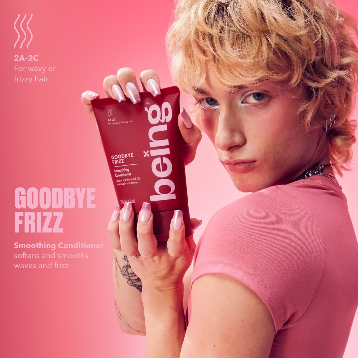 BEING GOODBYE FRIZZ Smoothing Shampoo and Conditioner Set with Jojoba and Almond Oil, 354 mL Each, Red Avelisse