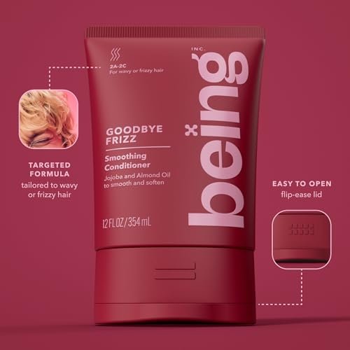 BEING GOODBYE FRIZZ Smoothing Shampoo and Conditioner Set with Jojoba and Almond Oil, 354 mL Each, Red Avelisse