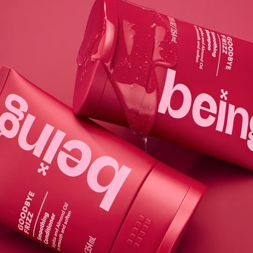 BEING GOODBYE FRIZZ Smoothing Shampoo and Conditioner Set with Jojoba and Almond Oil, 354 mL Each, Red Avelisse