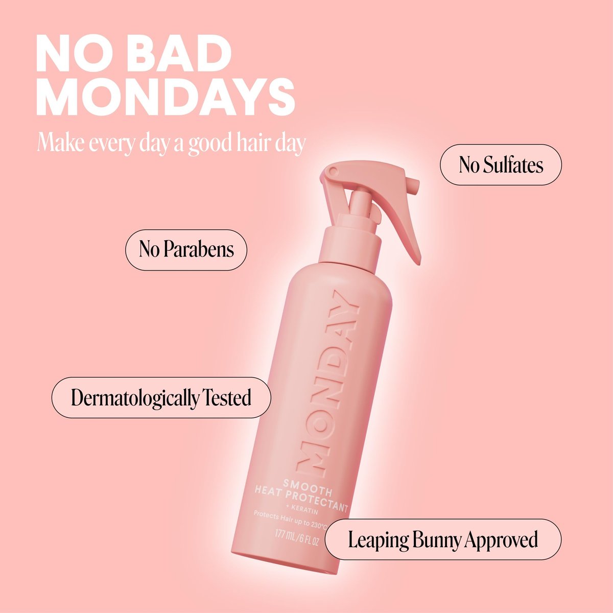 MONDAY HAIRCARE SMOOTH Heat Protectant with Keratin – 6 oz (Pack of 2) for a Smooth, Polished Finish - görsel 11