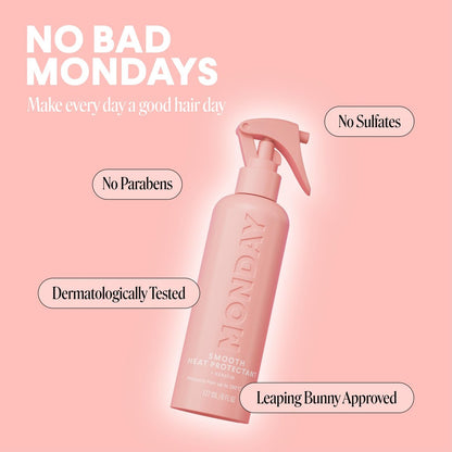 MONDAY HAIRCARE SMOOTH Heat Protectant with Keratin – 6 oz (Pack of 2) for a Smooth, Polished Finish