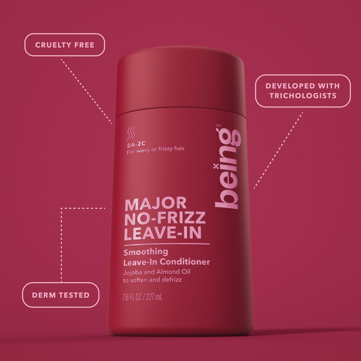 being MAJOR NO-FRIZZ Smoothing Leave-In Conditioner with Jojoba and Almond Oil – 15.4 Fl Oz (Pack of 2) Avelisse