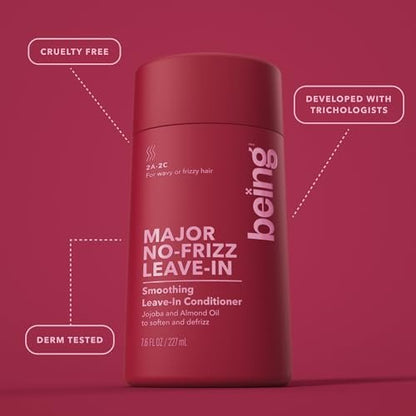 being MAJOR NO-FRIZZ Smoothing Leave-In Conditioner with Jojoba and Almond Oil – 15.4 Fl Oz (Pack of 2) Avelisse