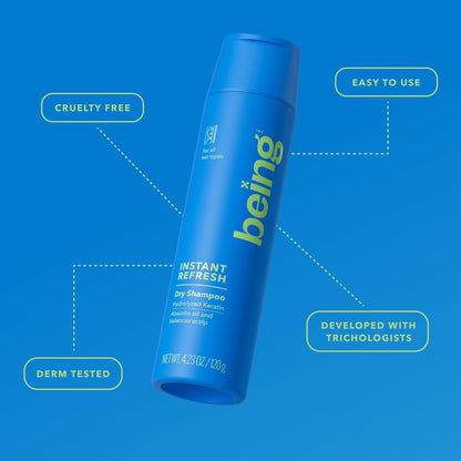BEING Instant Refresh Dry Shampoo with Keratin - 4.23 oz (Pack of 2) - Oil Absorbing, No Benzene, for All Hair Types