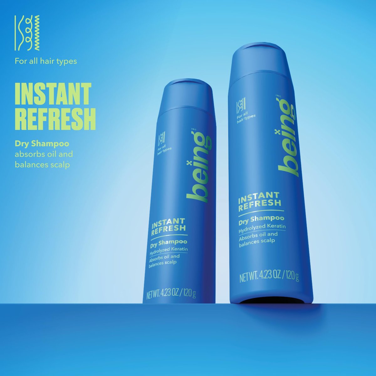 BEING Instant Refresh Dry Shampoo with Keratin - 4.23 oz (Pack of 2) - Oil Absorbing, No Benzene, for All Hair Types - görsel 3