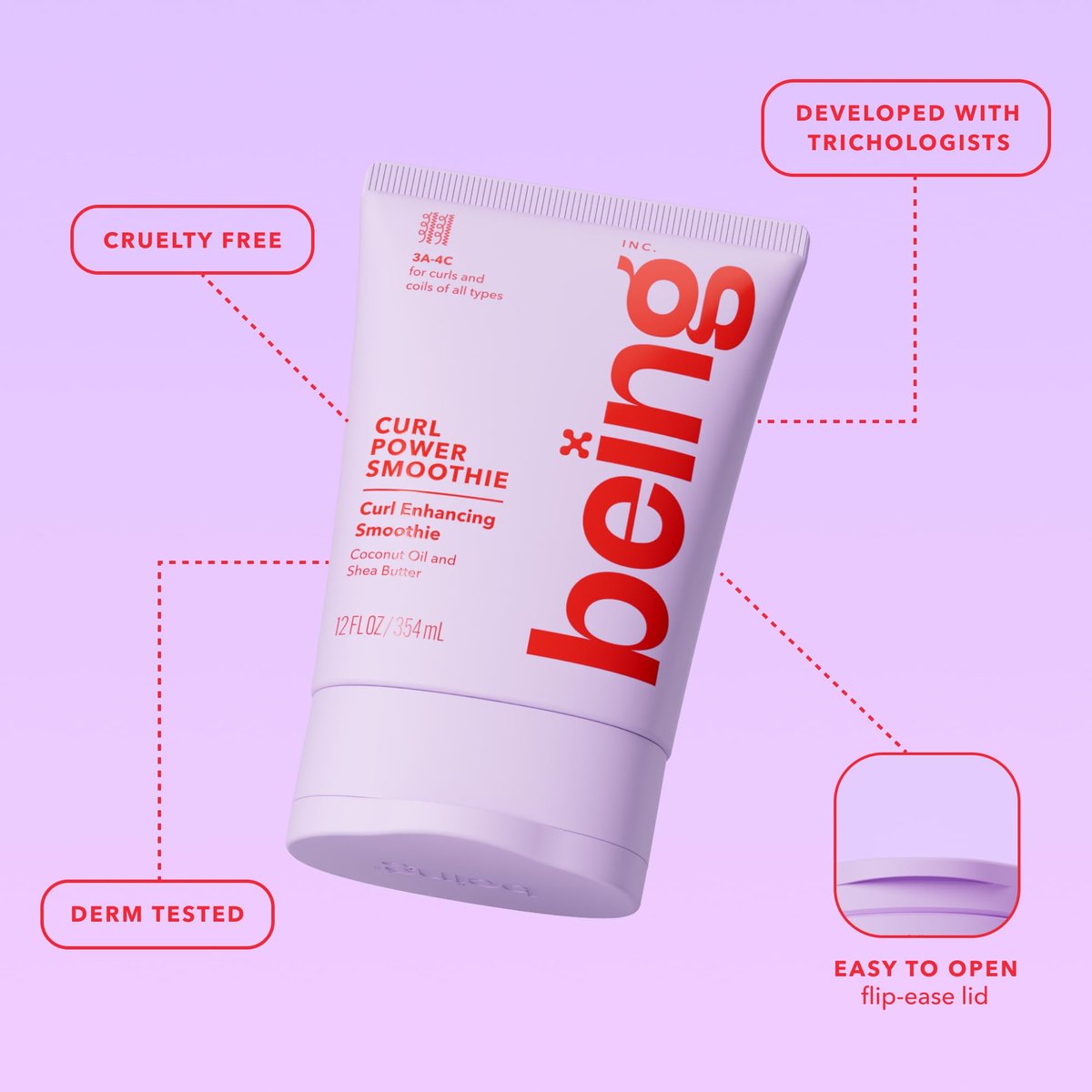 Being Dream Curl Smoothie Curl Enhancing Cream with Coconut Oil and Shea Butter - 12 oz (Pack of 2) Avelisse