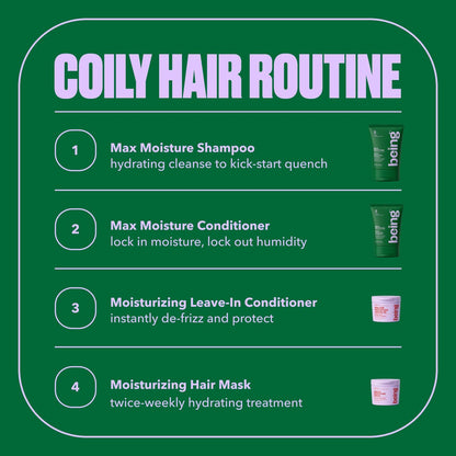 BEING MAX MOISTURE Intense Moisturizing Shampoo and Conditioner Set with Cocoa Butter and Oat Extract, 354mL (24 Fl Oz, Pack of 1) Avelisse