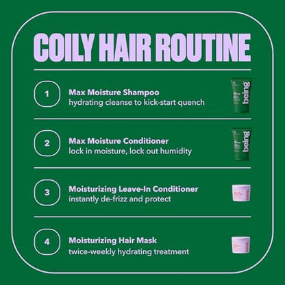 BEING MAX MOISTURE Intense Moisturizing Shampoo and Conditioner Set with Cocoa Butter and Oat Extract, 354mL (24 Fl Oz, Pack of 1) Avelisse