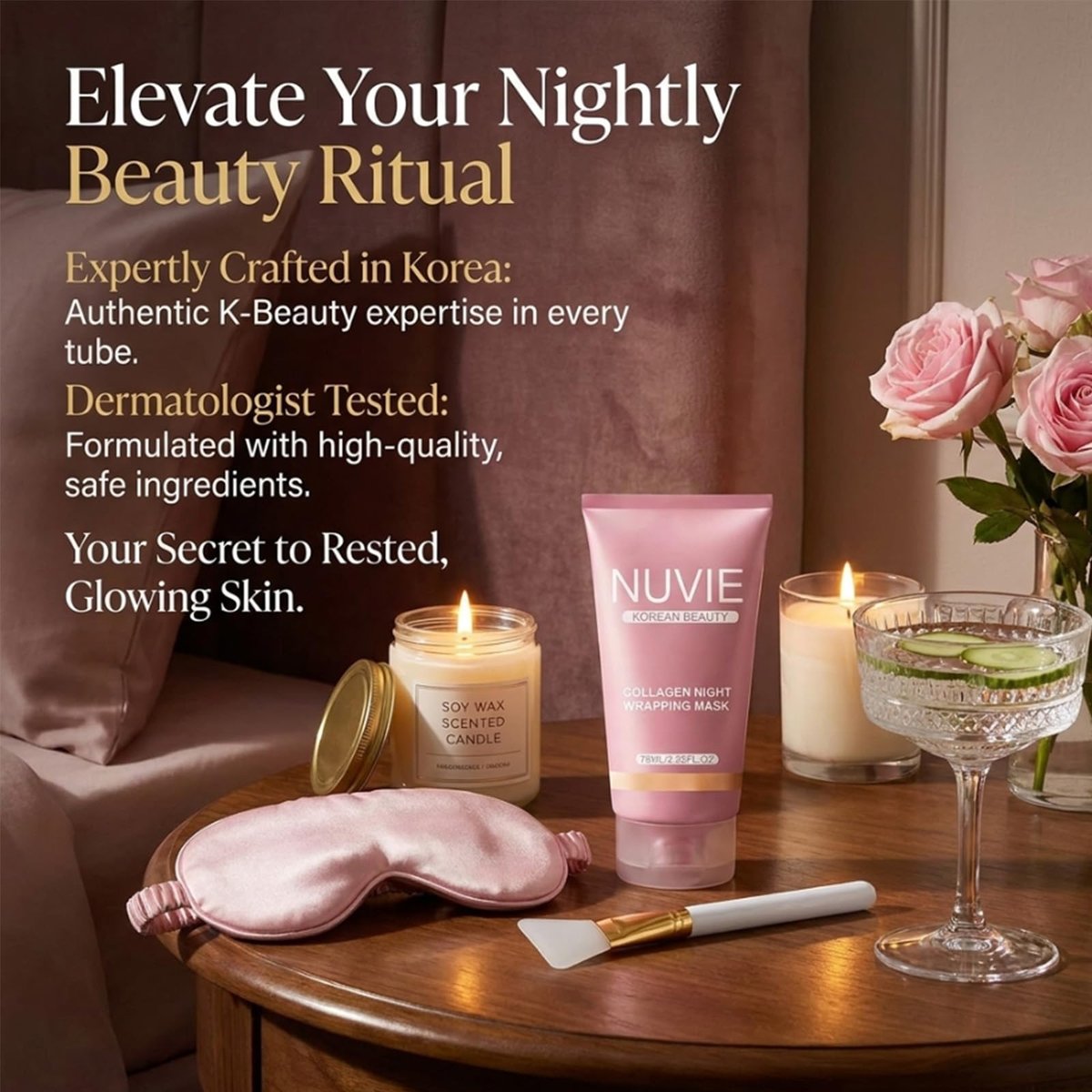 NO BALD Nuvie Collagen Mask - YURI Collagen Night Wrapping Mask, Easy Peel Off Facial Mask for Hydrating Skin Care, Ideal Gift for Women and Teen Girls, 2.54 fl oz (1 Pack) Avelisse
