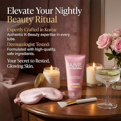 NO BALD Nuvie Collagen Mask - YURI Collagen Night Wrapping Mask, Easy Peel Off Facial Mask for Hydrating Skin Care, Ideal Gift for Women and Teen Girls, 2.54 fl oz (1 Pack) Avelisse