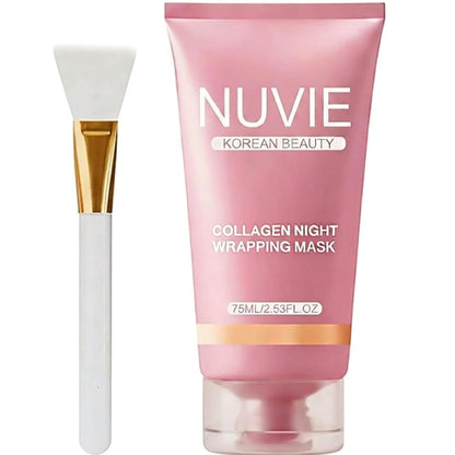 NO BALD Nuvie Collagen Mask - YURI Collagen Night Wrapping Mask, Easy Peel Off Facial Mask for Hydrating Skin Care, Ideal Gift for Women and Teen Girls, 2.54 fl oz (1 Pack) Avelisse