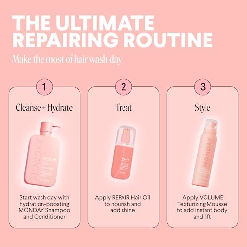 MONDAY HAIRCARE REPAIR Hair Oil with Moroccan Argan Oil & Squalane – 3 oz, Deeply Nourishes, Hydrates, and Adds Shine (Pack of 2) - görsel 16