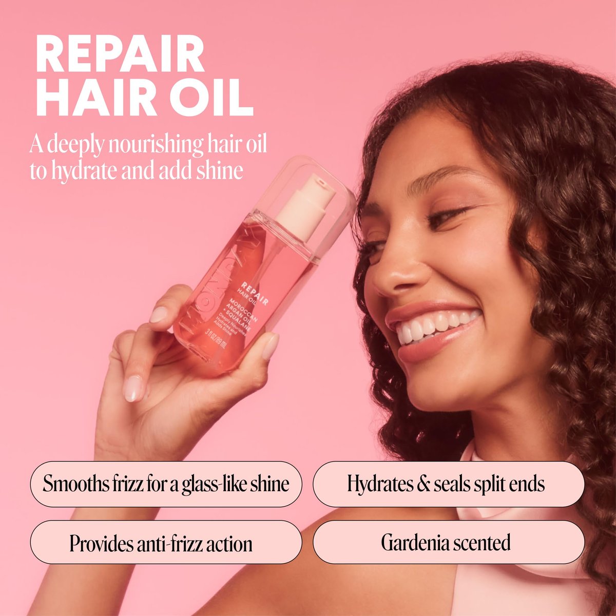 MONDAY HAIRCARE REPAIR Hair Oil with Moroccan Argan Oil & Squalane – 3 oz, Deeply Nourishes, Hydrates, and Adds Shine (Pack of 2) - görsel 3