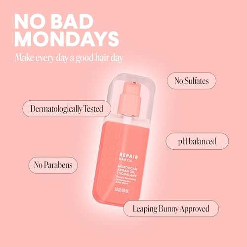 MONDAY HAIRCARE REPAIR Hair Oil with Moroccan Argan Oil & Squalane – 3 oz, Deeply Nourishes, Hydrates, and Adds Shine (Pack of 2) - görsel 12