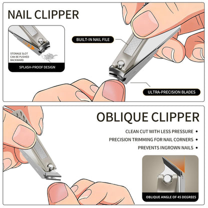 ESSBES Precision Nail Grooming Manicure Set - Stainless Steel Nail Clipper Kit with PU Leather Case