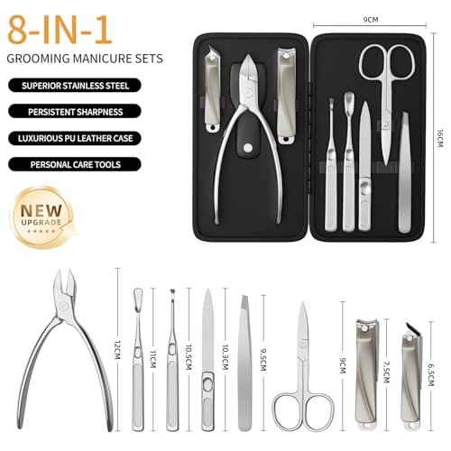 ESSBES Precision Nail Grooming Manicure Set - Stainless Steel Nail Clipper Kit with PU Leather Case - görsel 4