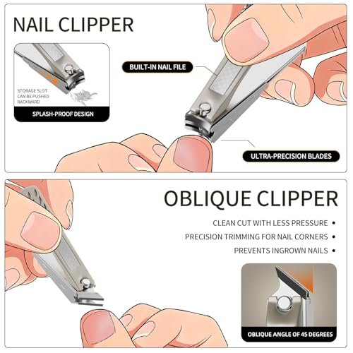 ESSBES Precision Nail Grooming Manicure Set - Stainless Steel Nail Clipper Kit with PU Leather Case - görsel 10