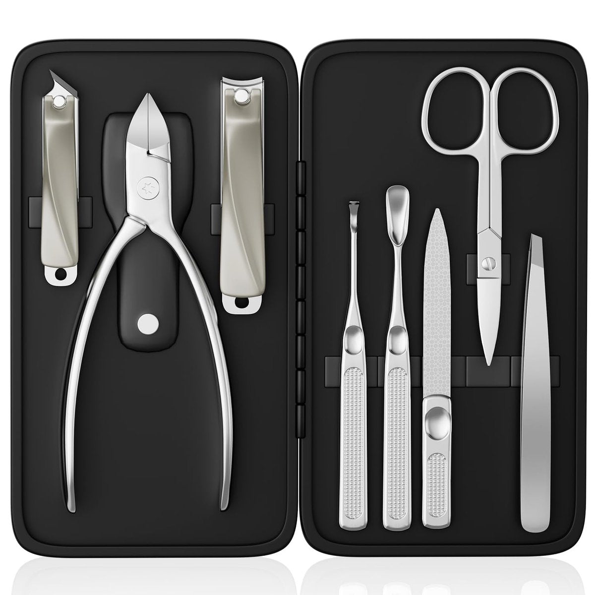 ESSBES Precision Nail Grooming Manicure Set - Stainless Steel Nail Clipper Kit with PU Leather Case - görsel 1