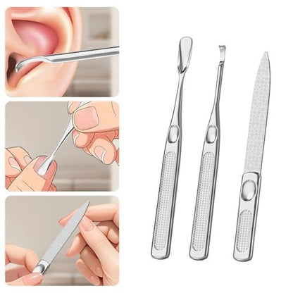 ESSBES Precision Nail Grooming Manicure Set - Stainless Steel Nail Clipper Kit with PU Leather Case