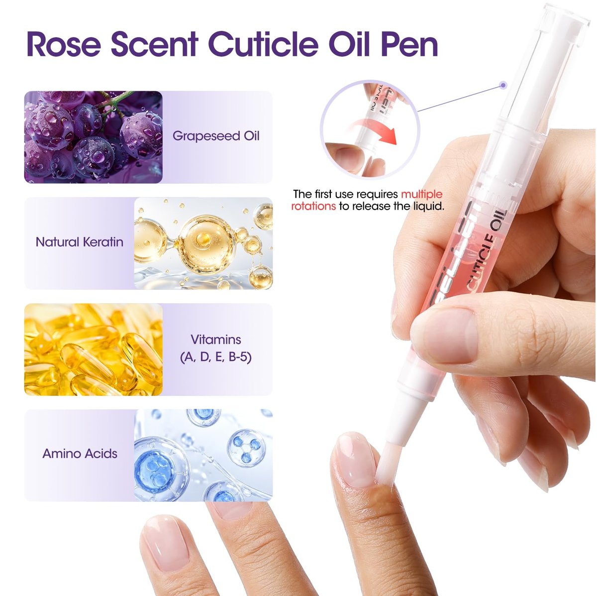 Gellen Ceramic Cuticle Oil Pusher Pen, 2-in-1 Cuticle Remover & Nourishing Oil Pen for Hangnails & Dry Damaged Nails, 2 Pack Cuticle Care Set for Home and Salon Use - görsel 7