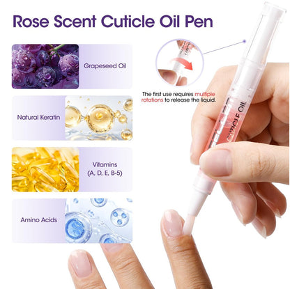 Gellen Ceramic Cuticle Oil Pusher Pen, 2-in-1 Cuticle Remover & Nourishing Oil Pen for Hangnails & Dry Damaged Nails, 2 Pack Cuticle Care Set for Home and Salon Use