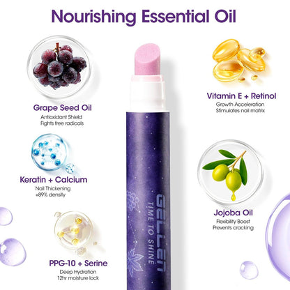 Gellen Ceramic Cuticle Oil Pusher Pen, 2-in-1 Cuticle Remover & Nourishing Oil Pen for Hangnails & Dry Damaged Nails, 2 Pack Cuticle Care Set for Home and Salon Use