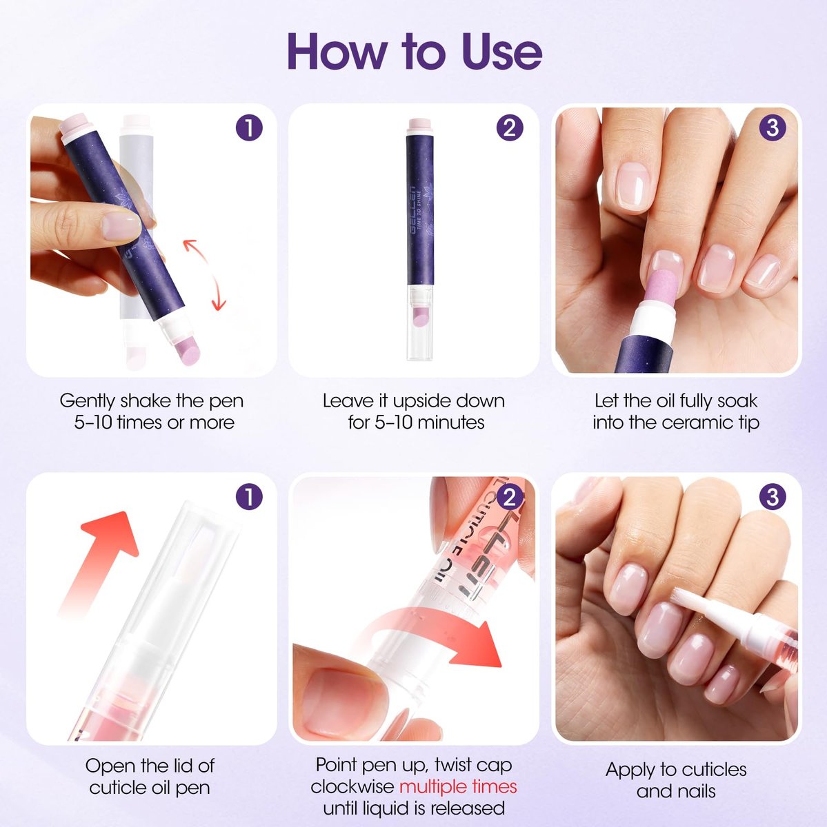 Gellen Ceramic Cuticle Oil Pusher Pen, 2-in-1 Cuticle Remover & Nourishing Oil Pen for Hangnails & Dry Damaged Nails, 2 Pack Cuticle Care Set for Home and Salon Use - görsel 17