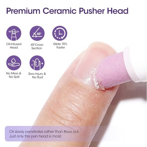 Gellen Ceramic Cuticle Oil Pusher Pen, 2-in-1 Cuticle Remover & Nourishing Oil Pen for Hangnails & Dry Damaged Nails, 2 Pack Cuticle Care Set for Home and Salon Use - görsel 12