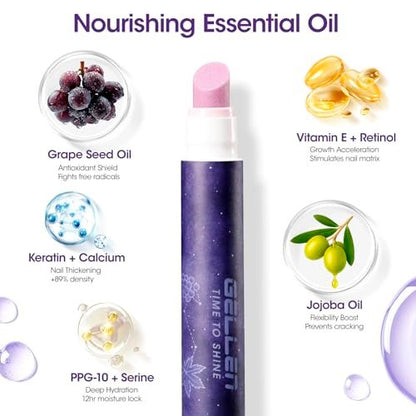 Gellen Ceramic Cuticle Oil Pusher Pen, 2-in-1 Cuticle Remover & Nourishing Oil Pen for Hangnails & Dry Damaged Nails, 2 Pack Cuticle Care Set for Home and Salon Use