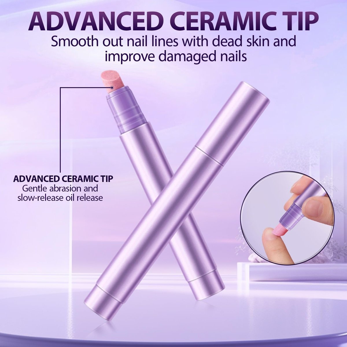 3-Piece Cuticle Oil Pusher Pen Set – 2-in-1 Ceramic Cuticle Pusher & Oil Pen for Manicure & Pedicure, Nail Care for Hangnails, Dry & Damaged Nails - görsel 7