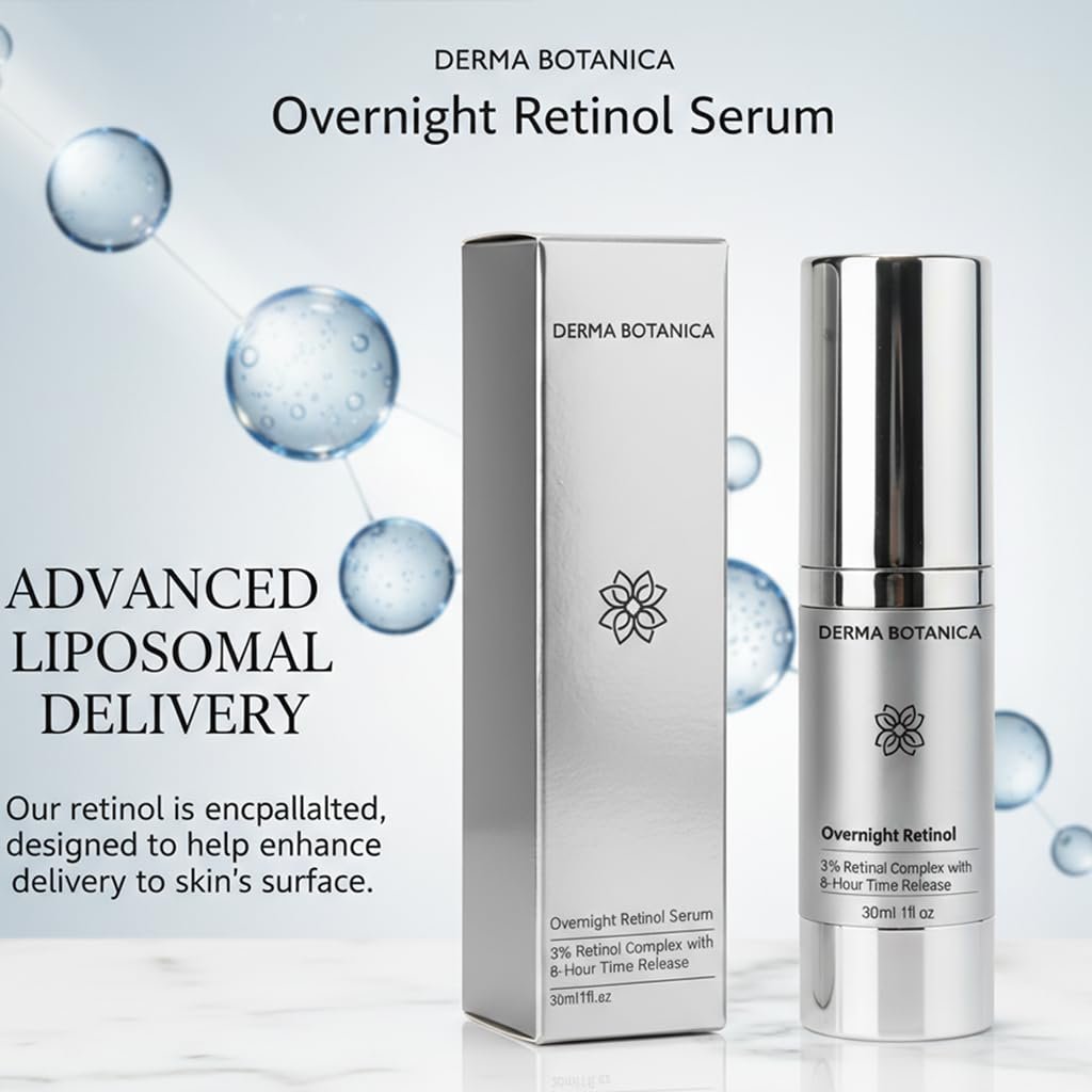 DERMA BOTANICA Overnight Retinol Serum – Liposomal Retinol Serum for Smooth, Nourished Skin (1 fl oz) Avelisse