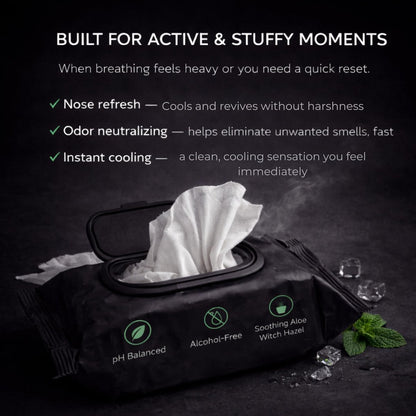 Breathewipe by Lunél Arctic Menthol Cooling Wipes – Witch Hazel & Eucalyptus Total Revitalize | Stuffy Moments & Post-Gym Refresh | XL Nose, Face & Body Wipes for Adults | Flushable (3 Packs, 90 Total) Avelisse